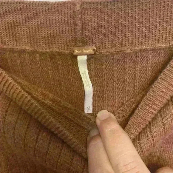 Free People Womens Pencil Skirt Size X Small Carmel Heather Split Front Ribbed - Picture 6 of 6